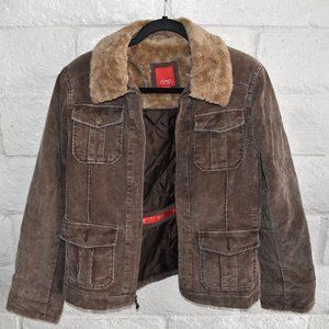 Corduroy Jacket w/ Faux Fur Collar